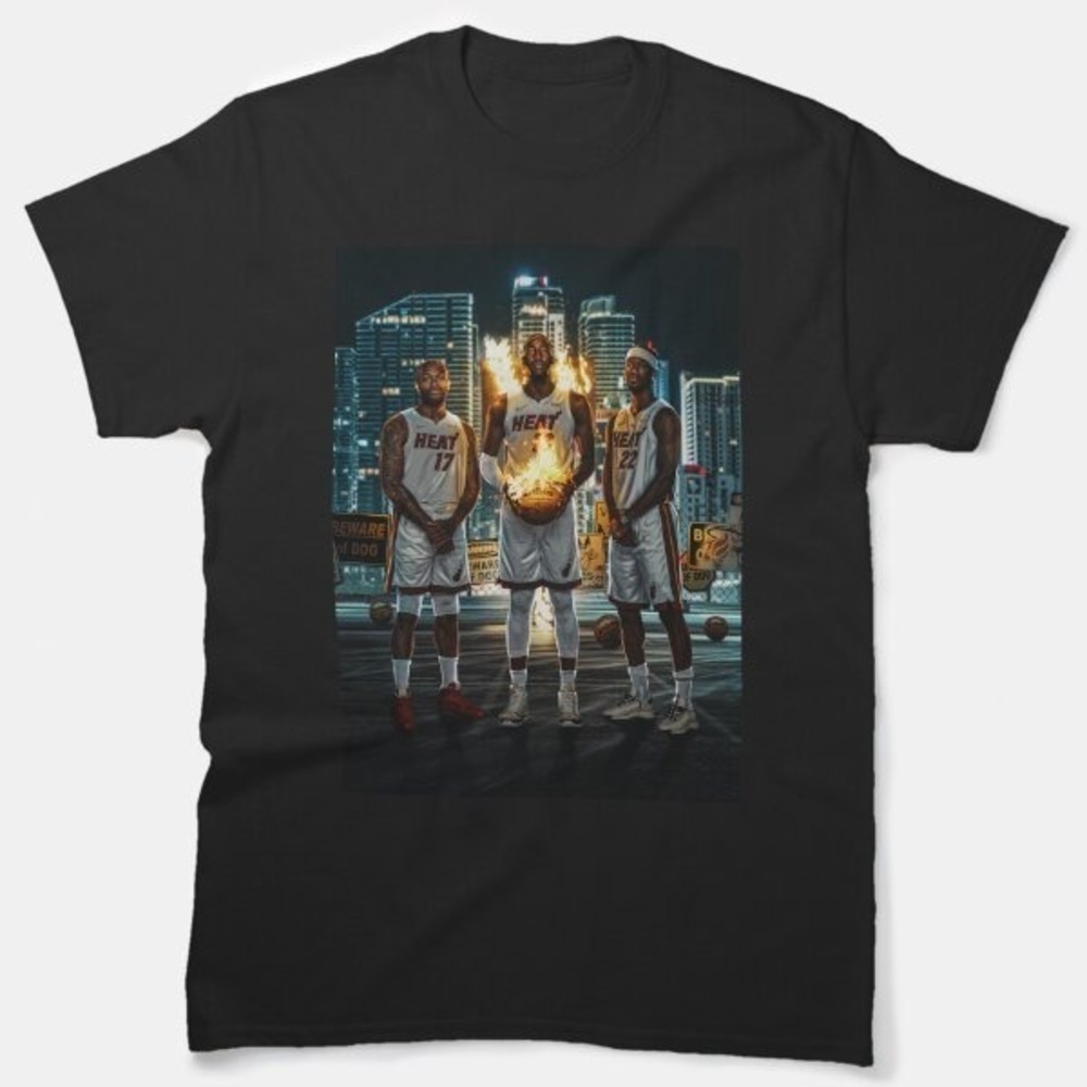 Big Three Miami Basketball Retro Sports Graphic Streetwear T-Shirt